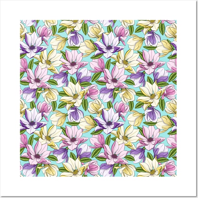 Blooming Magnolia Flowers Wall Art by Designoholic